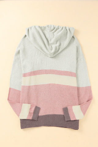 Shop Color Block Drawstring Side Slit Hooded Sweater Now On Klozey Store - U.S. Fashion And Be Up-To-Fashion!