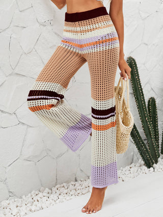 Shop Color Block Openwork Knit Pants Now On Klozey Store - Trendy U.S. Premium Women Apparel & Accessories And Be Up-To-Fashion!