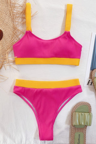 Shop Color Block Scoop Neck Bikini Set Now On Klozey Store - Trendy U.S. Premium Women Apparel & Accessories And Be Up-To-Fashion!