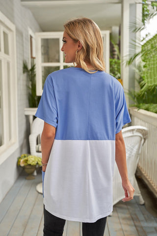 Shop Color Block Two-Tone Pocket Tee Dress Now On Klozey Store - U.S. Fashion And Be Up-To-Fashion!