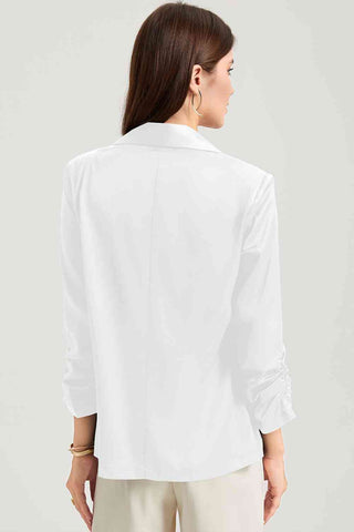 Shop Ruched Open Front Blazer Now On Klozey Store - Trendy U.S. Premium Women Apparel & Accessories And Be Up-To-Fashion!