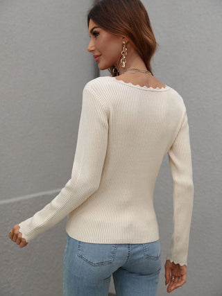 Shop V-Neck Ribbed Knit Top Now On Klozey Store - U.S. Fashion And Be Up-To-Fashion!
