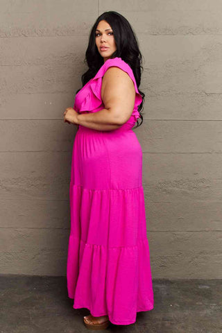 Shop GeeGee Fancy Fizz Plus Size Tiered Side Slit Maxi Dress Now On Klozey Store - Trendy U.S. Premium Women Apparel & Accessories And Be Up-To-Fashion!