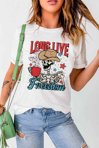 Shop LONG LIVE FREEDOM Graphic Short Sleeve Tee Now On Klozey Store - Trendy U.S. Premium Women Apparel & Accessories And Be Up-To-Fashion!