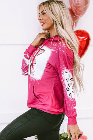 Shop LOVE Heart Drawstring Dropped Shoulder Hoodie Now On Klozey Store - Trendy U.S. Premium Women Apparel & Accessories And Be Up-To-Fashion!