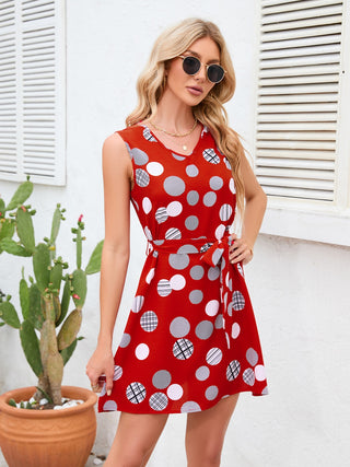 Shop Tied Polka Dot V-Neck Dress Now On Klozey Store - Trendy U.S. Premium Women Apparel & Accessories And Be Up-To-Fashion!