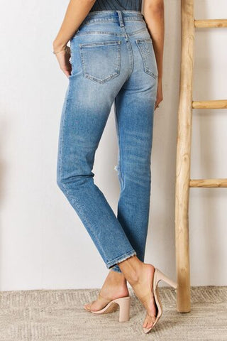 Shop Kancan High Rise Distressed Slim Straight Jeans Now On Klozey Store - Trendy U.S. Premium Women Apparel & Accessories And Be Up-To-Fashion!