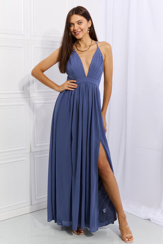 Shop OneTheLand Captivating Muse Open Crossback Maxi Dress Now On Klozey Store - Trendy U.S. Premium Women Apparel & Accessories And Be Up-To-Fashion!