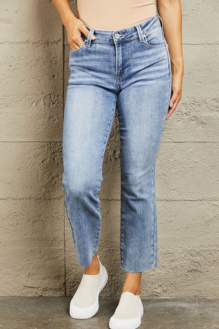 Shop BAYEAS Mid Rise Cropped Slim Jeans Now On Klozey Store - Trendy U.S. Premium Women Apparel & Accessories And Be Up-To-Fashion!