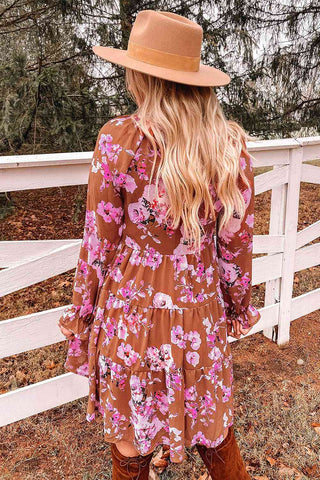 Shop Floral Flounce Sleeve Tiered Dress Now On Klozey Store - Trendy U.S. Premium Women Apparel & Accessories And Be Up-To-Fashion!