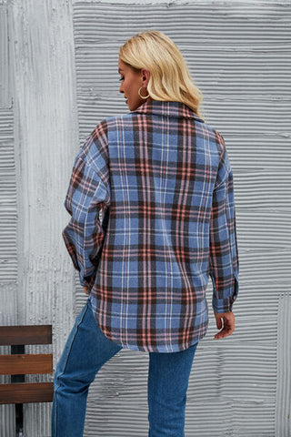 Shop Plaid Button Up Dropped Shoulder Shirt Now On Klozey Store - Trendy U.S. Premium Women Apparel & Accessories And Be Up-To-Fashion!
