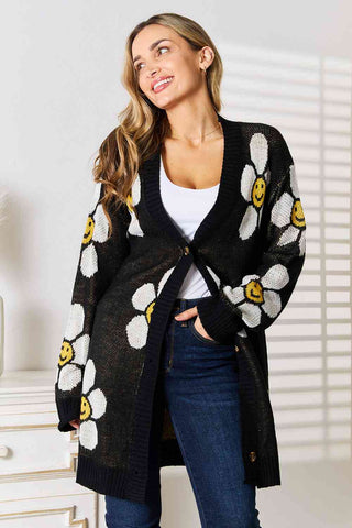 Shop Double Take Floral Button Down Longline Cardigan Now On Klozey Store - Trendy U.S. Premium Women Apparel & Accessories And Be Up-To-Fashion!