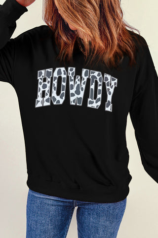 Shop Round Neck Long Sleeve Howdy Graphic Sweatshirt Now On Klozey Store - Trendy U.S. Premium Women Apparel & Accessories And Be Up-To-Fashion!