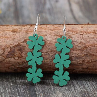 Shop Lucky Clover Wooden Dangle Earrings Now On Klozey Store - U.S. Fashion And Be Up-To-Fashion!