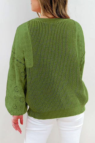 Shop Eyelet Long Sleeve Sweater Now On Klozey Store - U.S. Fashion And Be Up-To-Fashion!
