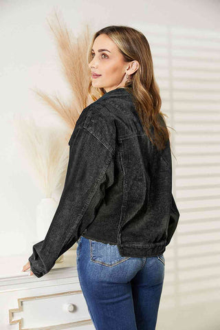Shop Raw Hem Button Down Jacket Now On Klozey Store - Trendy U.S. Premium Women Apparel & Accessories And Be Up-To-Fashion!