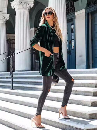 Shop Button Up Long Sleeve Blazer with Pocket Now On Klozey Store - Trendy U.S. Premium Women Apparel & Accessories And Be Up-To-Fashion!
