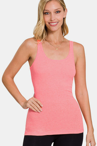 Shop Zenana Stretchy Ribbed Knit Racerback Tank Now On Klozey Store - Trendy U.S. Premium Women Apparel & Accessories And Be Up-To-Fashion!