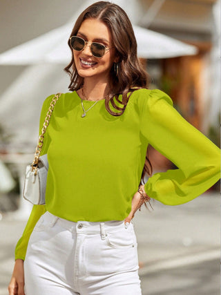 Shop Round Neck Balloon Sleeve Blouse Now On Klozey Store - Trendy U.S. Premium Women Apparel & Accessories And Be Up-To-Fashion!