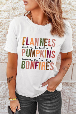 Shop FLANNELS PUMPKINS BONFIRES Graphic Tee Now On Klozey Store - Trendy U.S. Premium Women Apparel & Accessories And Be Up-To-Fashion!