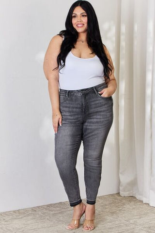 Shop Judy Blue Full Size High Waist Tummy Control Release Hem Skinny Jeans Now On Klozey Store - Trendy U.S. Premium Women Apparel & Accessories And Be Up-To-Fashion!