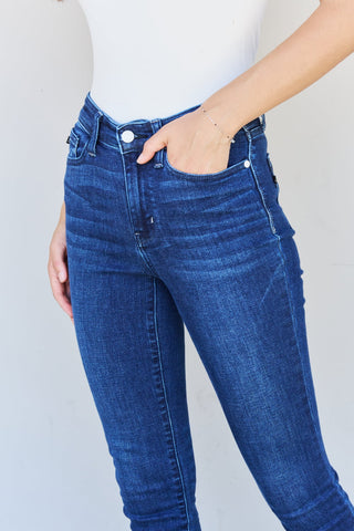 Shop Judy Blue Marie Full Size Mid Rise Crinkle Ankle Detail Skinny Jeans Now On Klozey Store - Trendy U.S. Premium Women Apparel & Accessories And Be Up-To-Fashion!