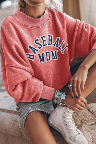 Shop BASEBALL MOM Graphic Drop Shoulder Sweatshirt Now On Klozey Store - Trendy U.S. Premium Women Apparel & Accessories And Be Up-To-Fashion!