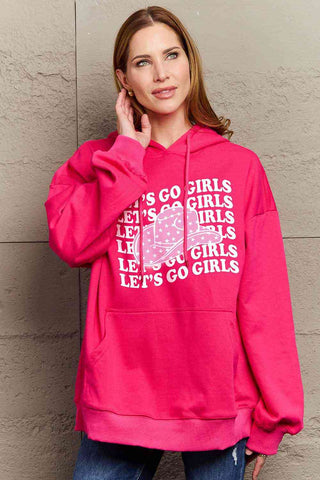 Shop Simply Love Simply Love Full Size LET’S GO GIRLS Graphic Dropped Shoulder Hoodie Now On Klozey Store - Trendy U.S. Premium Women Apparel & Accessories And Be Up-To-Fashion!