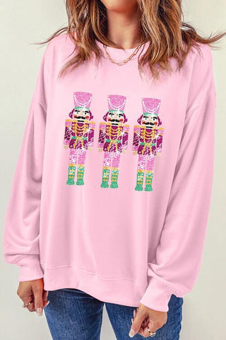 Shop Sequin Nutcracker Long Sleeve Sweatshirt Now On Klozey Store - Trendy U.S. Premium Women Apparel & Accessories And Be Up-To-Fashion!