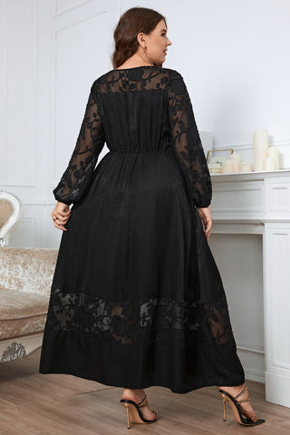 Shop Plus Size Embroidery Round Neck Long Sleeve Maxi Dress Now On Klozey Store - Trendy U.S. Premium Women Apparel & Accessories And Be Up-To-Fashion!