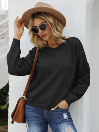 Shop Round Neck Long Sleeve Sweater Now On Klozey Store - Trendy U.S. Premium Women Apparel & Accessories And Be Up-To-Fashion!