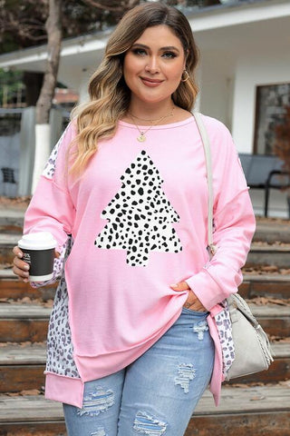 Shop Plus Size Animal Print Exposed Seam Long Sleeve Sweatshirt Now On Klozey Store - Trendy U.S. Premium Women Apparel & Accessories And Be Up-To-Fashion!
