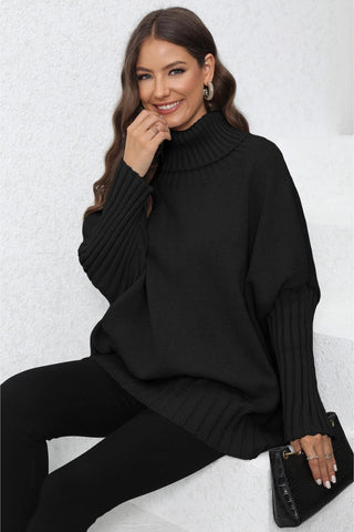 Shop Turtle Neck Long Sleeve Ribbed Sweater Now On Klozey Store - Trendy U.S. Premium Women Apparel & Accessories And Be Up-To-Fashion!