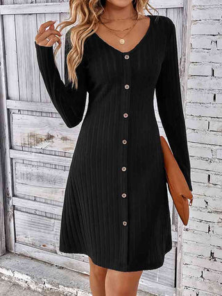 Shop V-Neck Long Sleeve Mini Dress Now On Klozey Store - Trendy U.S. Premium Women Apparel & Accessories And Be Up-To-Fashion!