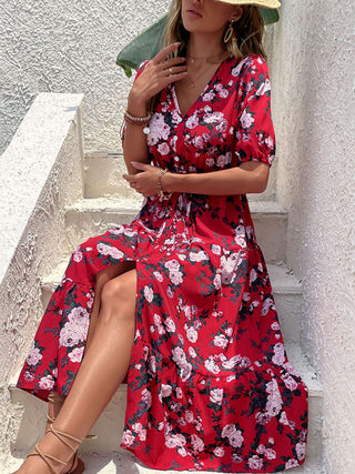Shop Floral Split Tie-Waist Dress Now On Klozey Store - U.S. Fashion And Be Up-To-Fashion!