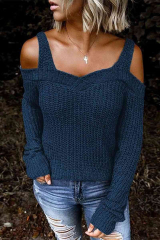 Shop Long Sleeve Cold Shoulder Sweater Now On Klozey Store - Trendy U.S. Premium Women Apparel & Accessories And Be Up-To-Fashion!