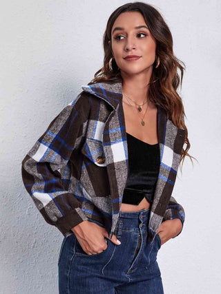 Shop Plaid Button Front Jacket with Pockets Now On Klozey Store - Trendy U.S. Premium Women Apparel & Accessories And Be Up-To-Fashion!