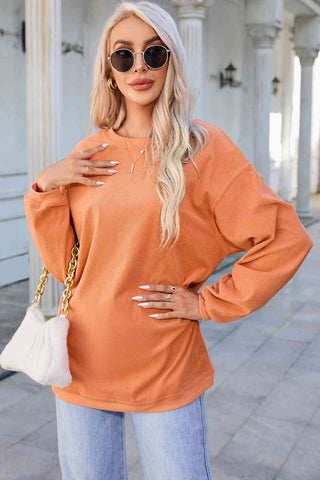 Shop Round Neck Dropped Shoulder THANKFUL Graphic Sweatshirt Now On Klozey Store - Trendy U.S. Premium Women Apparel & Accessories And Be Up-To-Fashion!