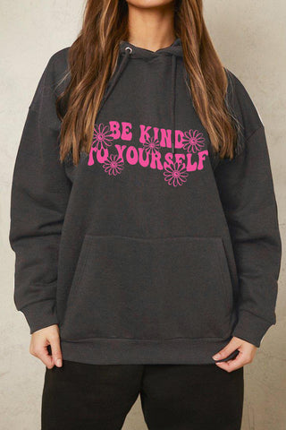 Shop Simply Love Full Size BE KIND TO YOURSELF Graphic Hoodie Now On Klozey Store - Trendy U.S. Premium Women Apparel & Accessories And Be Up-To-Fashion!