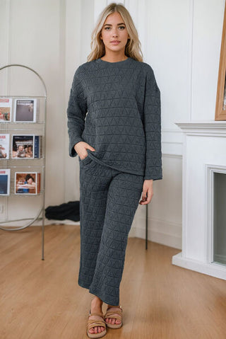 Shop Round Neck Top and Pocketed Pants Lounge Set Now On Klozey Store - U.S. Fashion And Be Up-To-Fashion!