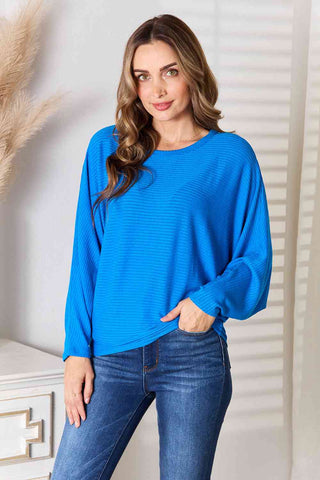 Shop Zenana Full Size Round Neck Batwing Sleeve Blouse Now On Klozey Store - Trendy U.S. Premium Women Apparel & Accessories And Be Up-To-Fashion!