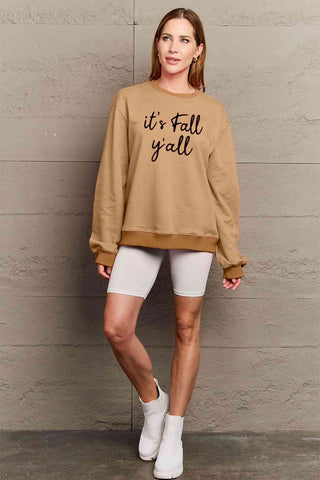 Shop Simply Love Full Size IT'S FALL Y'ALL Graphic Sweatshirt Now On Klozey Store - Trendy U.S. Premium Women Apparel & Accessories And Be Up-To-Fashion!