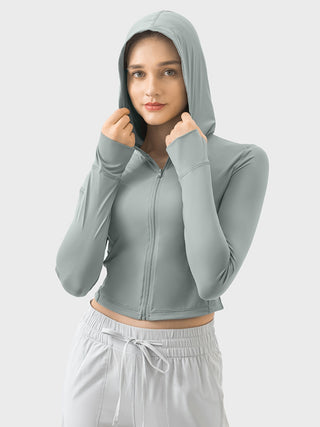 Shop Zip Up Hooded Long Sleeve Active Outerwear Now On Klozey Store - Trendy U.S. Premium Women Apparel & Accessories And Be Up-To-Fashion!