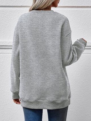 Shop Round Neck Graphic Long Sleeve Sweatshirt Now On Klozey Store - U.S. Fashion And Be Up-To-Fashion!