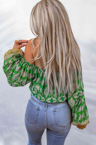 Shop Printed Tassel Tie Balloon Sleeve Blouse Now On Klozey Store - U.S. Fashion And Be Up-To-Fashion!