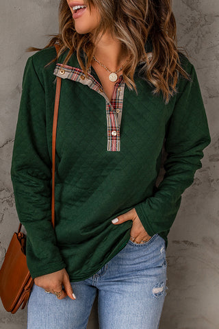Shop Plaid Snap Down Sweatshirt Now On Klozey Store - Trendy U.S. Premium Women Apparel & Accessories And Be Up-To-Fashion!