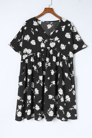 Shop Floral V-Neck Pocket A-Line Dress Now On Klozey Store - U.S. Fashion And Be Up-To-Fashion!