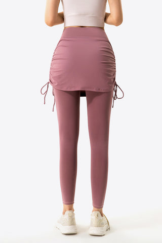 Shop Drawstring Ruched Faux Layered Yoga Leggings Now On Klozey Store - U.S. Fashion And Be Up-To-Fashion!
