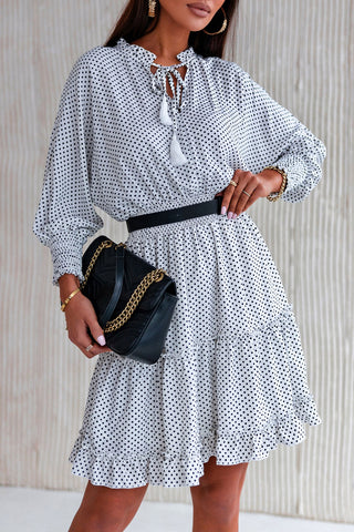 Shop Polka Dot Tassel Tie Ruffle Hem Dress Now On Klozey Store - Trendy U.S. Premium Women Apparel & Accessories And Be Up-To-Fashion!