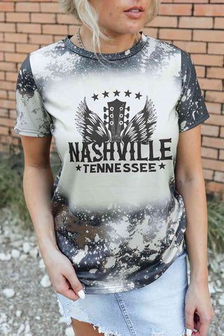 Shop NASHVILLE TENNESSEE Graphic Round Neck Tee Now On Klozey Store - Trendy U.S. Premium Women Apparel & Accessories And Be Up-To-Fashion!